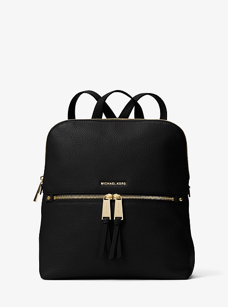 Rhea Medium Slim Leather Backpack - BLACK - 30H6GEZB2L