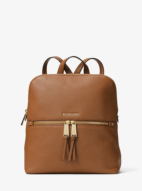 Rhea Medium Slim Leather Backpack - ACORN - 30H6GEZB2L