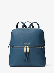 Rhea Medium Slim Leather Backpack - DK CHAMBRAY - 30H6GEZB2L