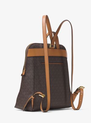 Rhea Medium Slim Logo Backpack in BROWN | Michael Kors