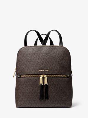 Rhea Medium Color-Block Logo Backpack