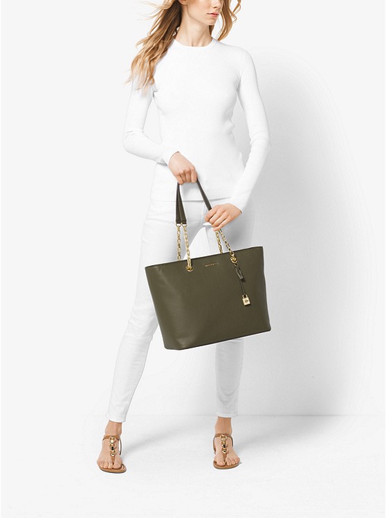 Mercer Chain-Link Leather Tote