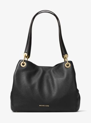 michael kors black leather shoulder bag