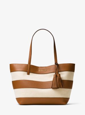 Large Canvas and Leather Tote | Michael 