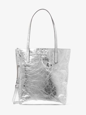 Michael kors silver 2025 metallic tote bag