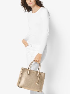 Mercer Large Metallic Leather Tote Bag