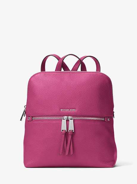 Rhea Medium Slim Leather Backpack - DEEP FUCHSIA - 30H6SEZB2L