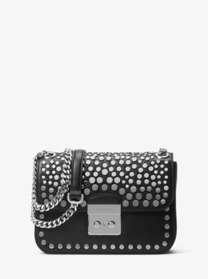 sloan editor studded leather shoulder bag