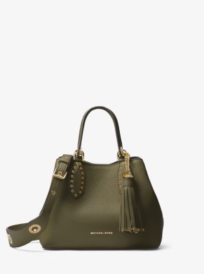 Michael Michael Kors Carmen Small Flap Belted Leather Satchel Army Green