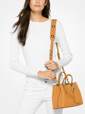 mk brooklyn small leather satchel