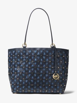 Brooklyn Large Leather and Denim Tote Bag