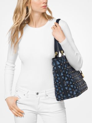 Brooklyn Large Leather and Denim Tote Bag