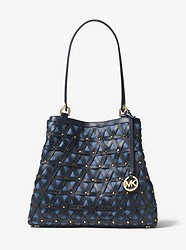 Brooklyn Large Leather and Denim Tote - DENIM - 30H7GBNT3C