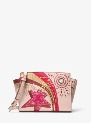 Sac messager Selma en cuir orn&eacute;