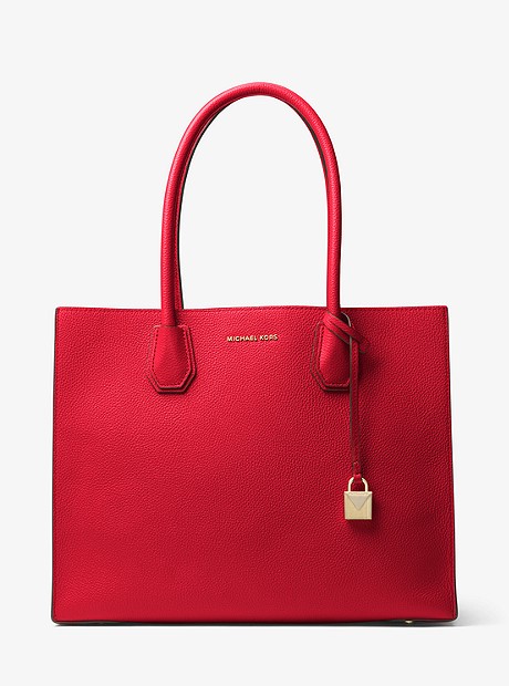 Mercer Extra-Large Leather Tote - BRIGHT RED - 30H7GM9T4T