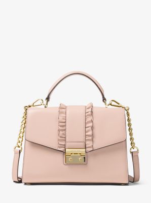 cynthia small ruffled leather satchel