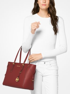 Voyager medium crossgrain leather tote by michael kors sales