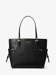 Voyager Small Crossgrain Leather Tote Bag - BLACK - 30H7GV6T9L