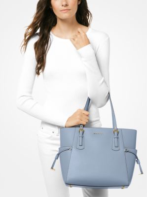 michael michael kors voyager small crossgrain leather tote bag