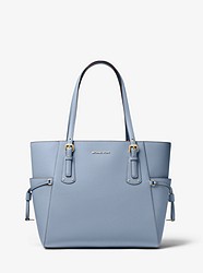 Voyager Small Crossgrain Leather Tote Bag - PALE BLUE - 30H7GV6T9L