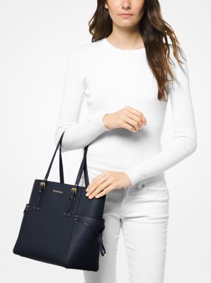 Voyager Small Crossgrain Leather Tote Bag