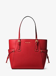 Voyager Small Crossgrain Leather Tote Bag - BRIGHT RED - 30H7GV6T9L