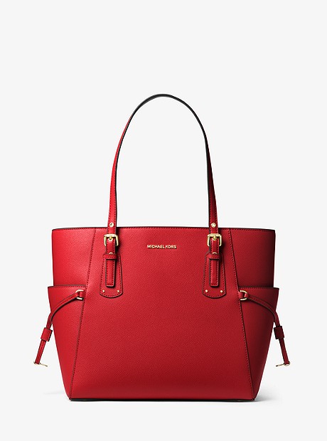 Voyager Small Crossgrain Leather Tote Bag - BRIGHT RED - 30H7GV6T9L