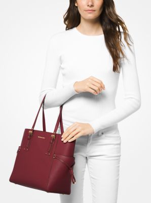 Michael kors voyager small crossgrain leather on sale tote