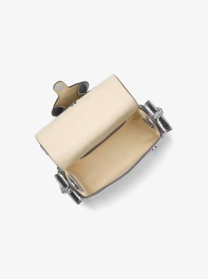 Quince Metallic Snake-Embossed Leather Camera Bag in LT PEWTER | Michael Kors