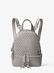 Rhea Mini Perforated Leather Backpack - PEARL GREY - 30H7SEZB1U