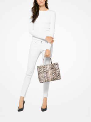 Mercer Large Snakeskin Tote Bag Michael Kors