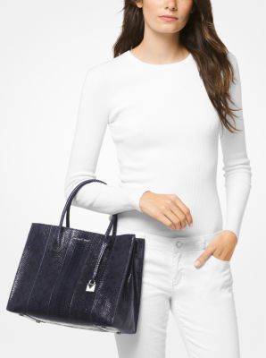 Mercer Large Snakeskin Tote Bag Michael Kors