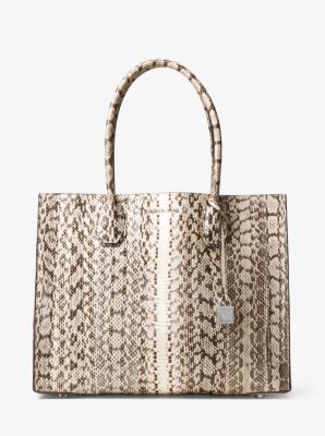 michael kors mercer snakeskin tote