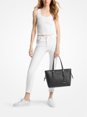 Voyager Medium Crossgrain Leather Tote Bag Michael Kors