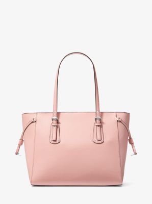 Voyager crossgrain leather 2025 tote michael kors