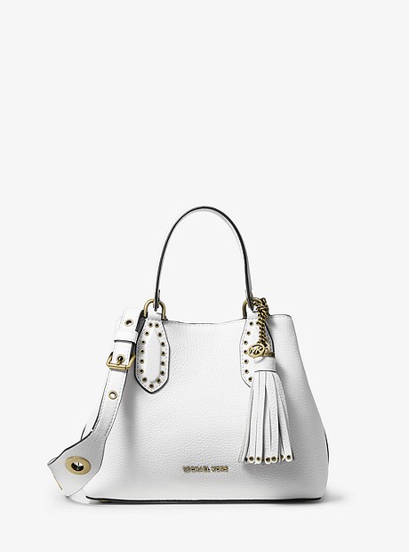 Brooklyn Small Pebbled Leather Satchel - OPTIC WHITE - 30H8BBNT1L