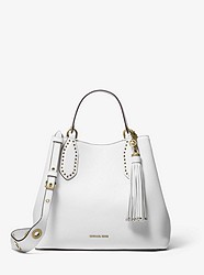 Brooklyn Large Pebbled Leather Satchel - OPTIC WHITE - 30H8BBNT3L