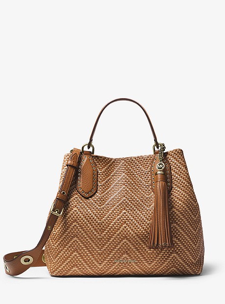 Brooklyn Large Woven Leather Satchel - ACRN/BUTTRNT - 30H8BBNT3U