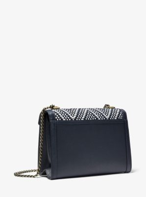 Whitney Large Woven Leather Convertible Shoulder Bag