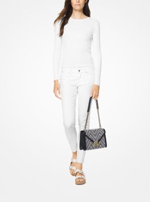 Whitney Large Woven Leather Convertible Shoulder Bag