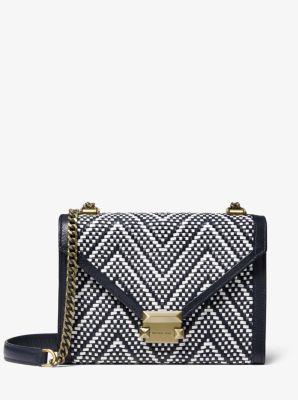 whitney large woven leather convertible shoulder bag