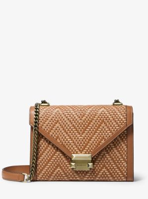 whitney large woven leather convertible shoulder bag