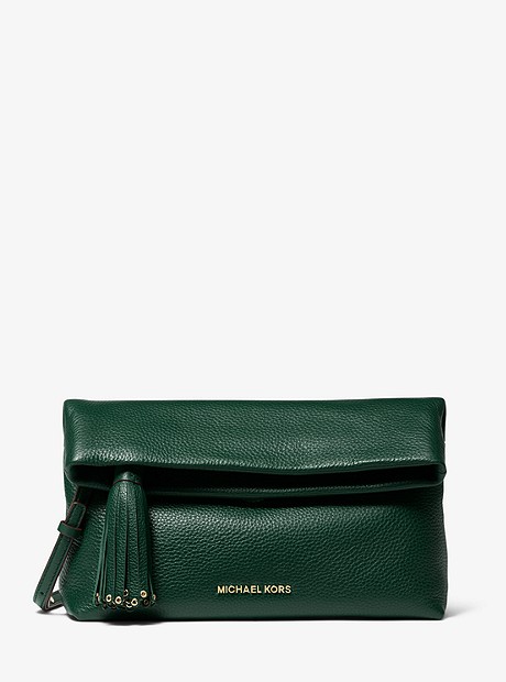 Brooklyn Pebbled Leather Fold-Over Clutch - RACING GREEN - 30H8GBNC2L