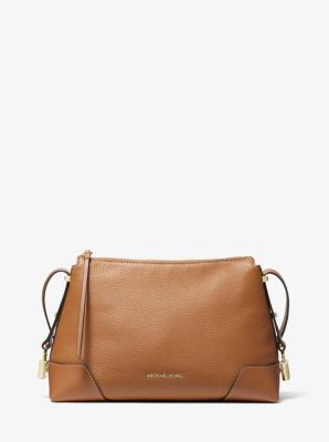 michael michael kors barlow medium pebbled leather messenger