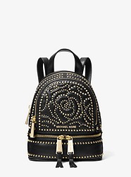 Rhea Mini Rose Studded Leather Backpack - BLACK - 30H8GEZB1O