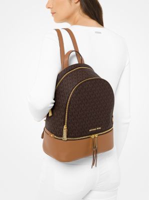 Michael Kors Signature Logo Rhea Zip Medium Tri-Color Backpack