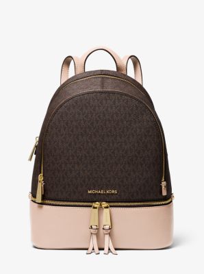 michael michael kors rhea zip logo pebble leather backpack