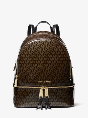 Michael kors metallic signature rhea zip clearance backpack