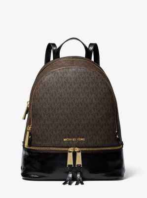 Michael Kors Rhea Medium Leather Backpack in Black