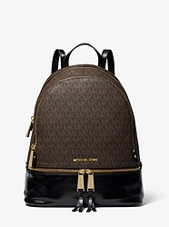 Rhea Medium Logo and Leather Backpack - BROWN/BLK - 30H8GEZB6B
